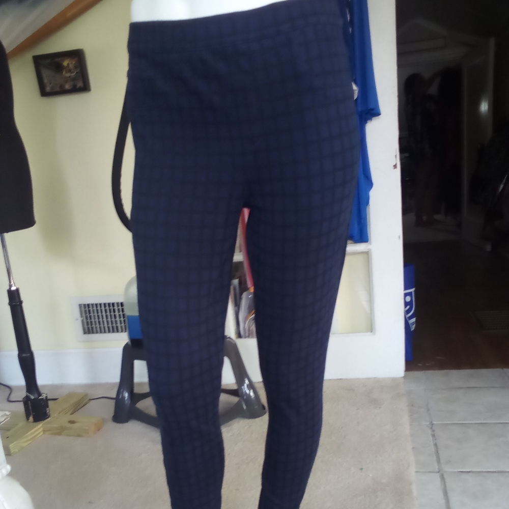 Spanx navy blue plaid leggings